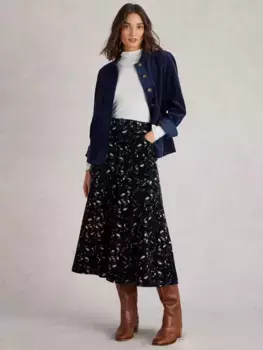 Юбка White Stuff Quinn Organic Cotton Blend Corduroy, цвет black/multi