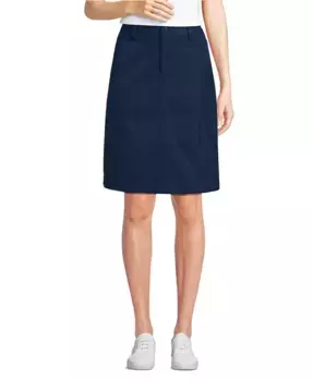 Юбка Women's Active Performance Chino Skort Top of the Knee Lands' End, синий