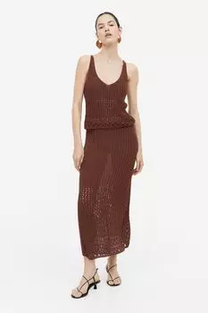 Юбка вязания "пуантель" H&M, коричневый