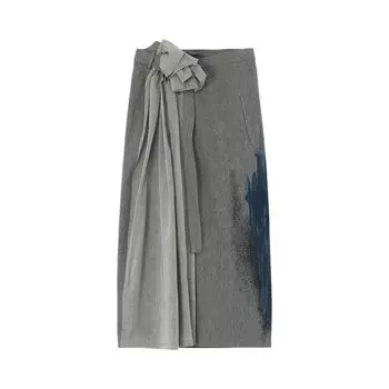 Юбка Y'S Y's Double Belted Skirt, синий