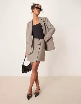 Юбка YAS с запахом, приталенная, серо-коричневого цвета