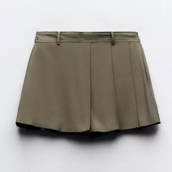 Юбка Zara Box Pleat, темный хаки