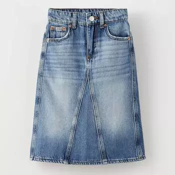 Юбка Zara Denim Midi, синий