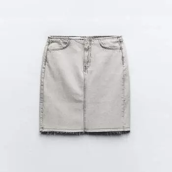 Юбка Zara Denim TRF, светло-серый