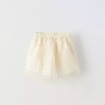 Юбка Zara Embroidered, экрю