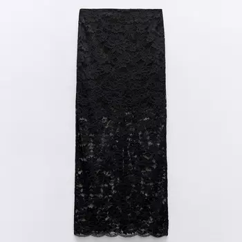 Юбка Zara Lace Midi, черный