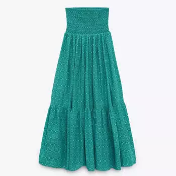 Юбка Zara Long Printed, аквамарин