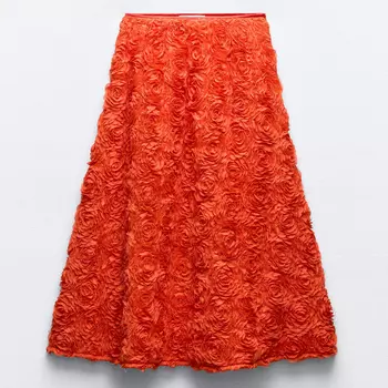 Юбка Zara Long Textured, оранжевый