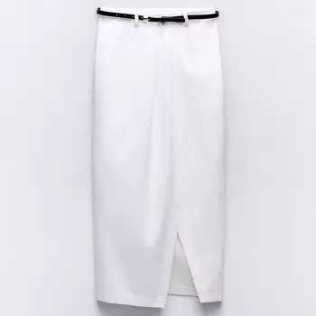 Юбка Zara Midi Pencil With Belt, белый