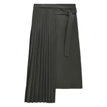 Юбка Zara Pleated With Belt Limited Edition, хаки