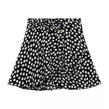 Юбка Zara Polka Dot Mini, черный/белый