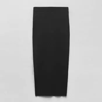 Юбка Zara Ribbed Midi, черный