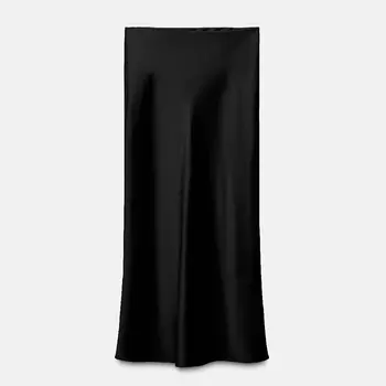 Юбка Zara Satin Midi, черный
