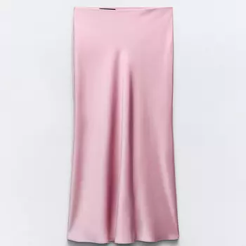 Юбка Zara Satin Midi, розовый