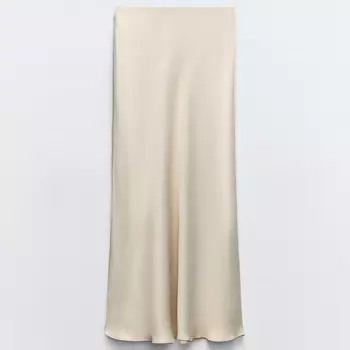 Юбка Zara Satin Midi, серо-коричневый