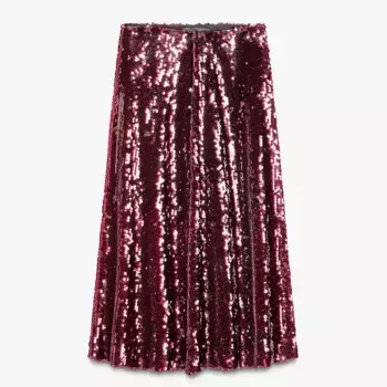 Юбка Zara Sequinned Midi, красный
