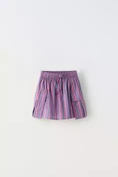 Юбка Zara Striped Cargo, фиолетовый