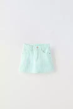 Юбка Zara Striped Denim, синий