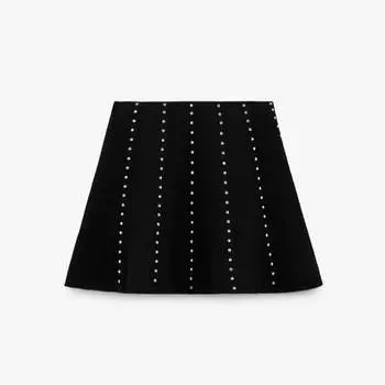 Юбка Zara Studded Mini, черный