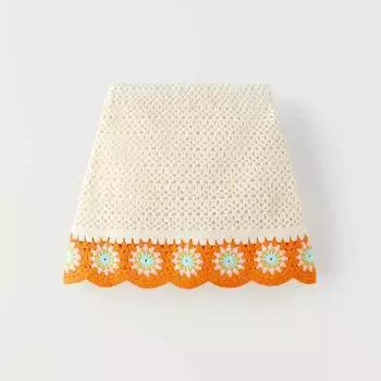 Юбка Zara Summer Camp Floral Knit, бежевый