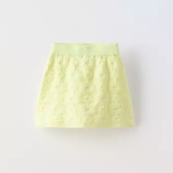 Юбка Zara Summer Camp Flower Jacquard, желто-зеленый