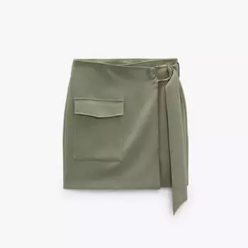 Юбка Zara Wrap Mini, светлый хаки