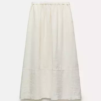 Юбка Zara ZW Collection 100% Linen Midi, белый