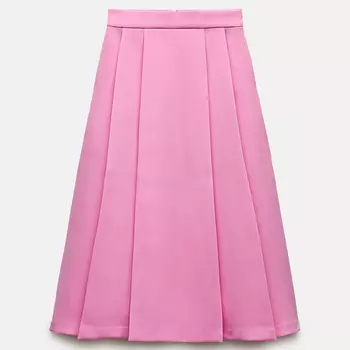 Юбка Zara ZW Collection Pleated Layered, розовый
