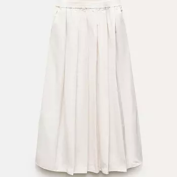 Юбка Zara ZW Collection Voluminous Midi, светло-серо-белый