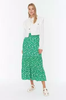 Юбка - Зеленый - Макси Trendyol Modest, зеленый
