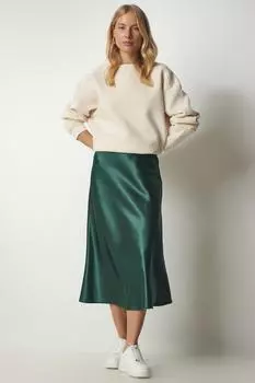 Юбка - Зеленый - Миди Happiness stanbul, зеленый