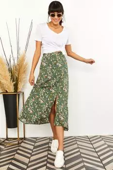 Юбка - Зеленый - Миди Olalook, зеленый