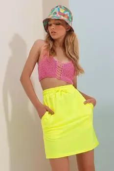 Юбка - Желтая - Мини Trend Alaat Stili, желтый