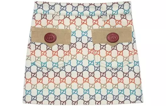 Юбка женская Gucci с карманами, белый / оранжевый / синий