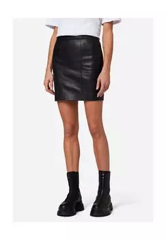 Юбка женская кожаная 1265 Юбка джинсовая, фасон юбки - завышенная талия RICANO, черный