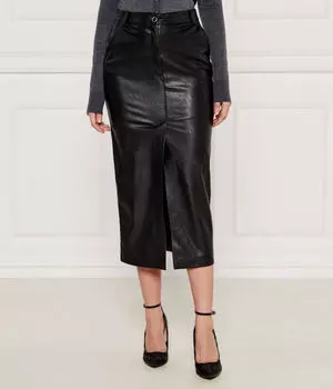 Юбка женская Pinko миди из экокожи с разрезом, черный