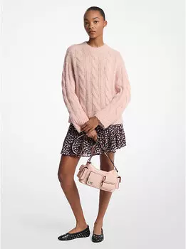 Юбка-Жоржет с цветочным принтом и заклепками, многослойная Michael Kors, розовый