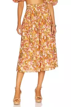 Юбка Zimmermann Twist Waist, цвет Khaki Multi Floral