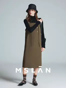 Юбка зимняя Mslan с лентой, оливково-зеленый