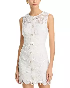 Judy Cady кружевное комбинированное мини-платье MILLY, белый