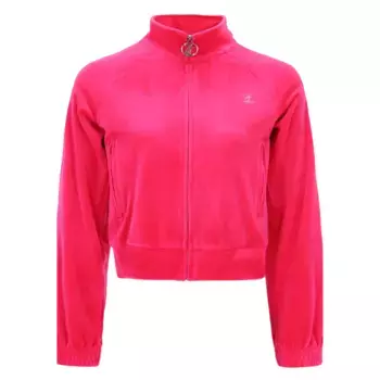 Juicy Couture куртка с капюшоном "ТАНЯ женская", без капюшона, тренировочная куртка женская, бархатная толстовка, велюр, с блестками, распродажа, цвет pink glo