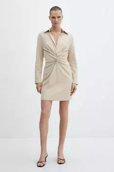 Julinda короткое платье с узлом Mango, бежевый