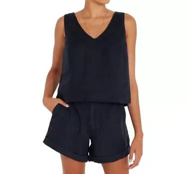 Юлия Льняная майка черного цвета NOT MONDAY