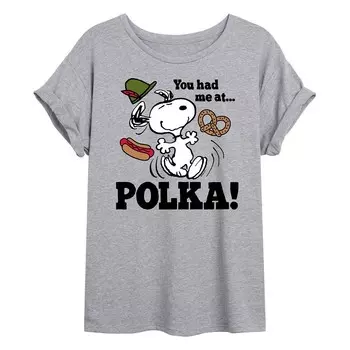 Юниорская футболка Peanuts You Had Me At в струящийся горошек Licensed Character, серый