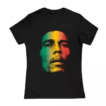 Юниорская футболка с рисунком Bob Marley Face Licensed Character, черный