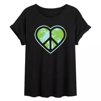 Юниорская футболка с струящимся рисунком и знаком Earth Peace Sign Licensed Character