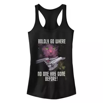 Юниорская майка Star Trek The Original Series Boldly Go Cat Galaxy Portrait с гоночной спиной Licensed Character