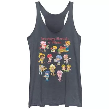 Юниорская майка Strawberry Shortcake And Friends Racerback Licensed Character, цвет Navy Heather