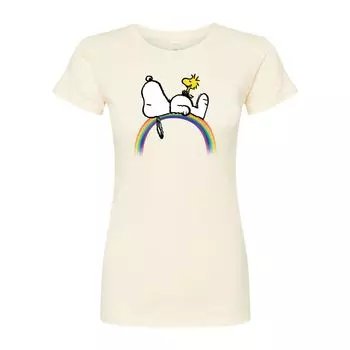 Юниорская облегающая футболка Peanuts Snoopy Rainbow Licensed Character