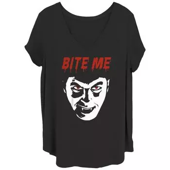 Юниорская универсальная футболка больших размеров с портретом Monsters Dracula "Bite Me" Licensed Character